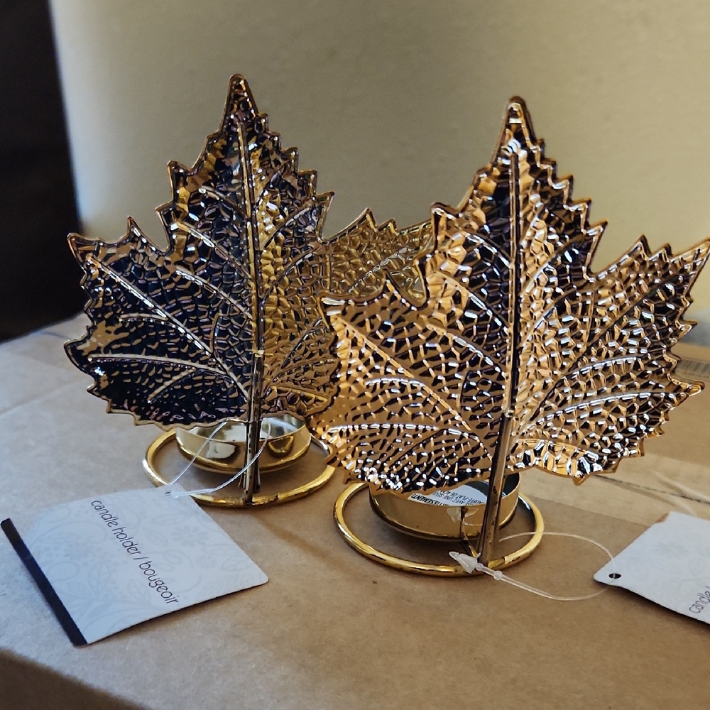$1/Bundled- Leaf Candle Holders